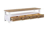 Baumhaus white super-sized widescreen television cabinet with spacious shelves and sleek design, suitable for modern living rooms.
