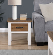 White - Lamp Table With drawer