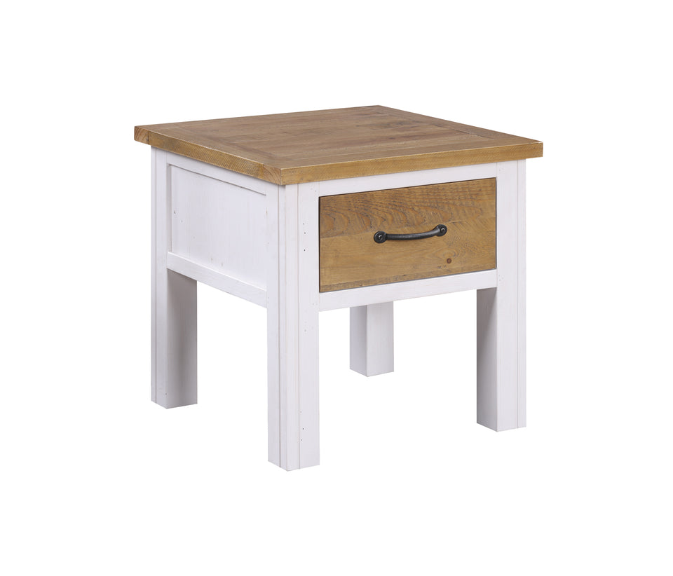 White - Lamp Table With drawer