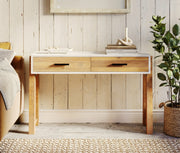 Baumhaus Trinity reclaimed console table with an open design showcasing natural wood texture and rustic charm.