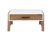 Baumhaus Trinity reclaimed square coffee table featuring a rustic wood finish and sturdy construction.