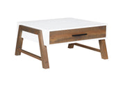 Baumhaus Trinity reclaimed square coffee table featuring a rustic wood finish and sturdy design in a cozy living room setting.