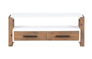 Baumhaus Trinity reclaimed television cabinet with rustic wood finish and spacious storage compartments.