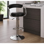 Lavish Kitchen Isle Bar Stool Model 7, modern adjustable chair with wooden seat and metal base, suitable for kitchen islands and breakfast bars.