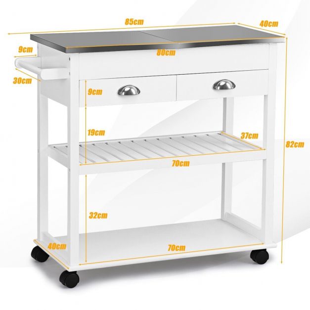 3-Tier Rolling Kitchen Island Cart with Drawers