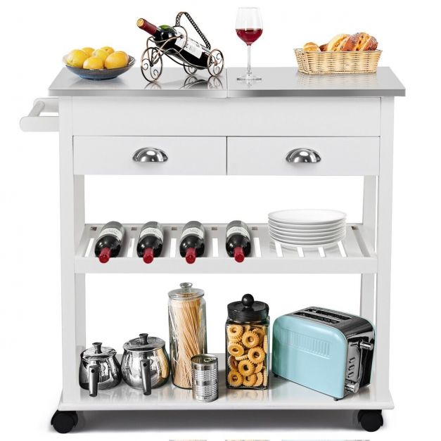 3-Tier Rolling Kitchen Island Cart with Drawers