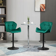 Set of 2 Adjustable Velvet Bar Stools Stylish Breakfast Stools for Kitchen, Home Bar, and Café with Footrest - Lavish Kitchen Isle