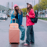 4-Piece Luggage Set - Durable PP Suitcase with Travel Tote & Toiletry Kit (Rose Gold, Red, Grey) - Lavish Kitchen Isle