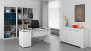 Lustre Arctic White home office desk with 3 drawers by Lavish Kitchen Isle, modern study table for computer and workspace organization.