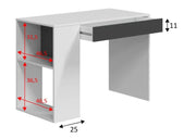 Lavish Kitchen Isle Arboris grey and white home office desk with drawers, shelves, and reversible legs, perfect for study or workspace.