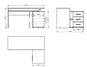Lavish Kitchen Isle Ama large oak and black corner desk with drawers, ideal for home office, study, computer, and laptop use.