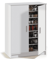 White Shoe Rack Cabinet – 2 Door, 6 Shelf Storage