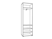 Gloss mirrored wardrobe with oak effect finish, 60cm wide, featuring shelves and hanging rail, by Lavish Kitchen Isle.