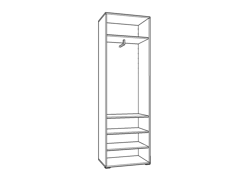 White Gloss Mirrored Wardrobe 60cm with Shelves & Hanging Rail – Oak Effect