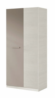 White and grey ash 90cm wide 2-door wardrobe by Lavish Kitchen Isle, modern bedroom storage with sleek design and spacious interior.