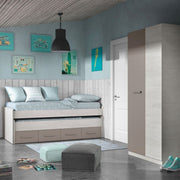 White and grey ash 90cm wide 2-door wardrobe from Lavish Kitchen Isle, modern bedroom storage with sleek design and ample space.