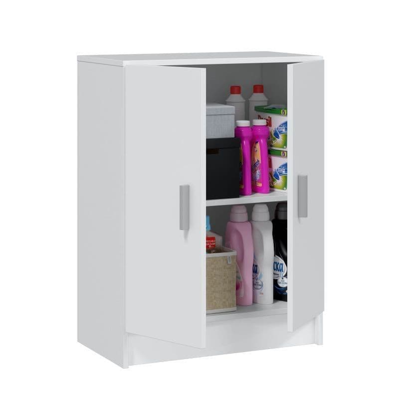 White  Universal Storage Cupboard 59cm Wide 2-Door for Home or Office