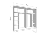 Alvira Cashmere taupe 251cm mirrored sliding door wardrobe by Lavish Kitchen Isle, large wardrobe with sleek mirrored doors