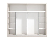 Lavish Kitchen Isle Alvira Cashmere taupe 251cm extra large mirrored sliding door wardrobe with sleek design and spacious storage.