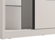 Alvira Cashmere taupe mirrored sliding door wardrobe by Lavish Kitchen Isle, 251cm extra large with sleek reflective surface.