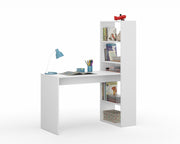Lavish Kitchen Isle Orvara double white and grey computer desk with integrated bookcase, ideal for home office and study.