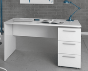 Lavish Kitchen Isle Lustre Arctic White home office desk with 3 drawers, modern study table for computer and workspace organization