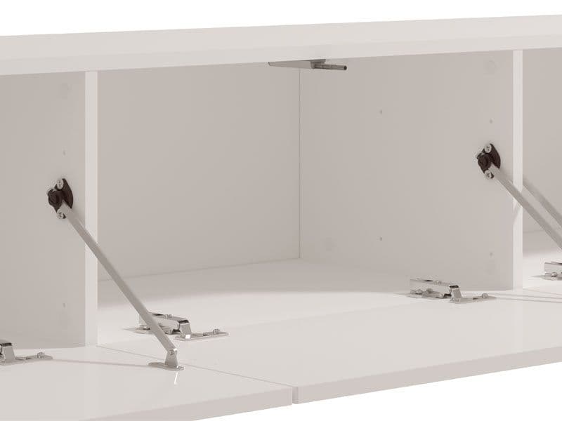 Modern Wall Mounted TV Stand in White Slat Effect – 192 cm Floating Cabinet