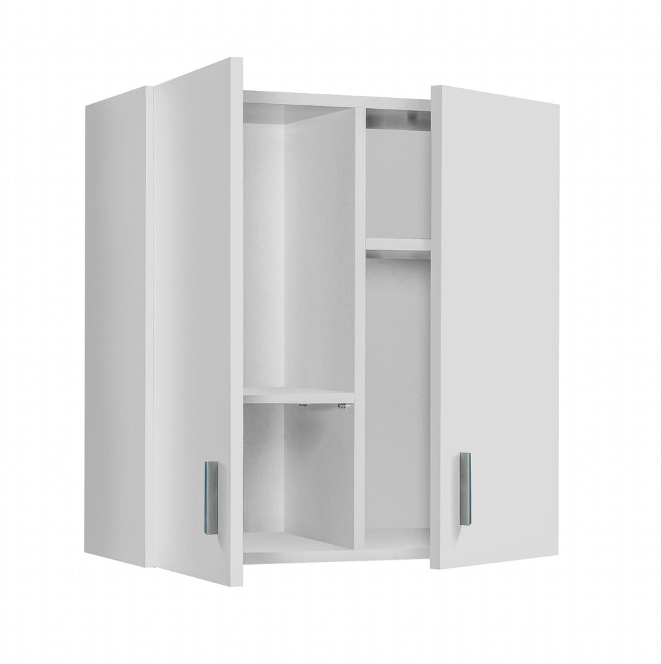 White Storage Wall Cupboard 59cm Wide – Multi-Purpose Wall-Mounted Cabinet