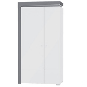 Grey and White Gloss 2 Door Wardrobe with LED Lights – 102 cm Wide