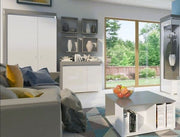 Grey and White Gloss 2 Door Wardrobe with LED Lights – 102 cm Wide
