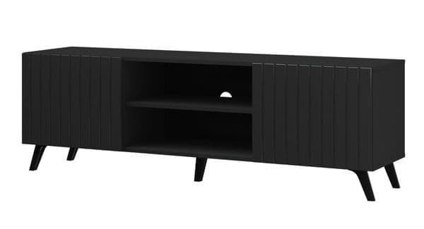 Matte Black Large TV unit with 2 doors and 1 open shelf