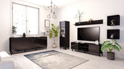The Matte Black Large TV unit with 2 doors and 1 open shelf - Lavish Kitchen Isle
