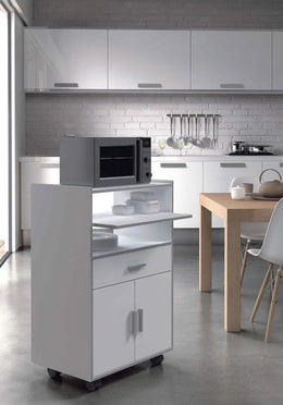 White and Grey Kitchen Trolley - Lavish Kitchen Isle