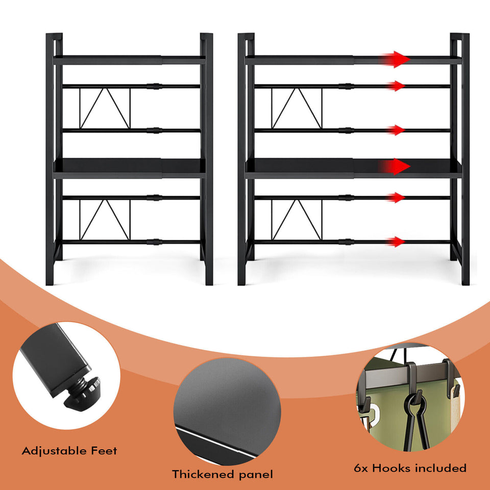 3 Tier Expandable Microwave oven Rack Stand Storage Holder Kitchen Corner Shelf