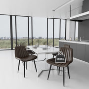 Pair of modern ergonomic dining chairs by Lavish Kitchen Isle with high backrests and adjustable feet, ideal for kitchen and office seating.