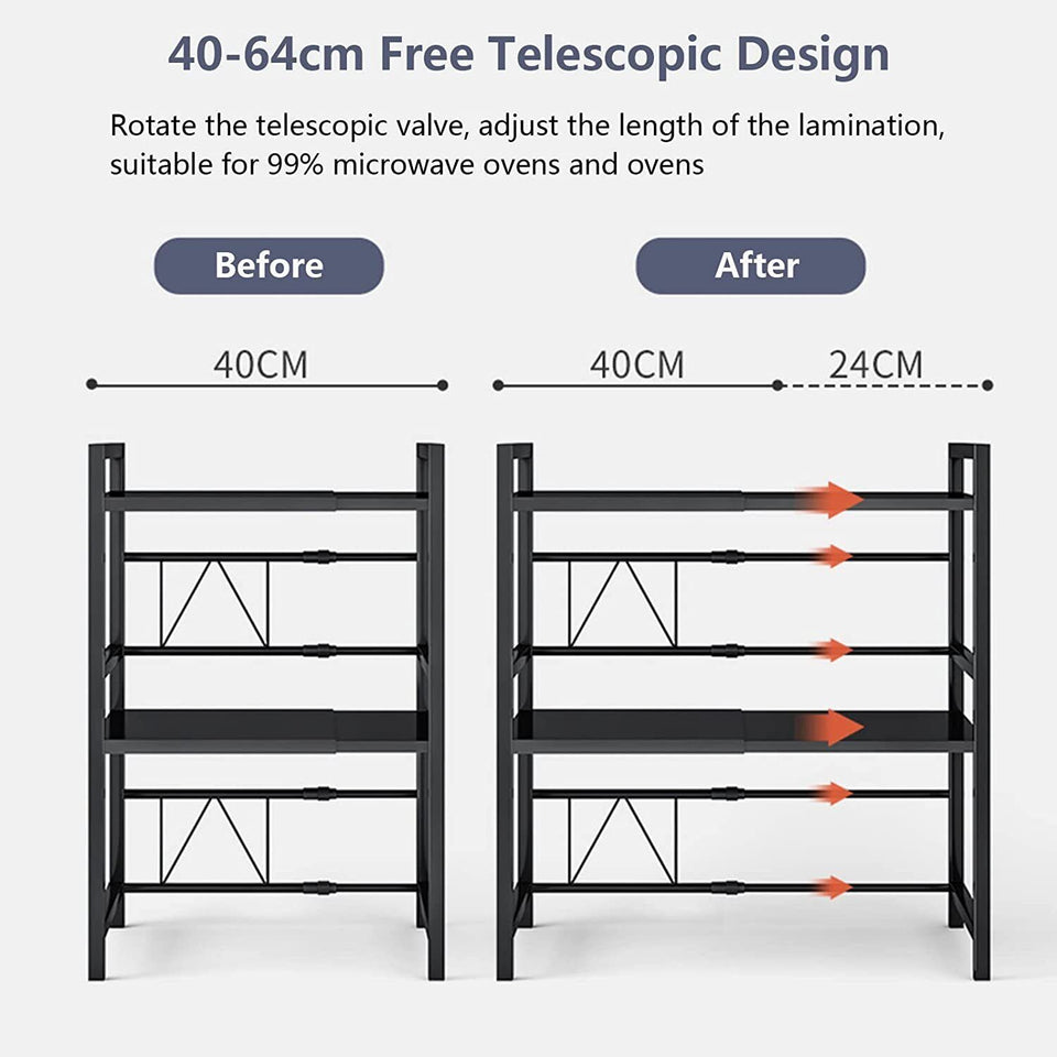 3 Tier Expandable Microwave oven Rack Stand Storage Holder Kitchen Corner Shelf