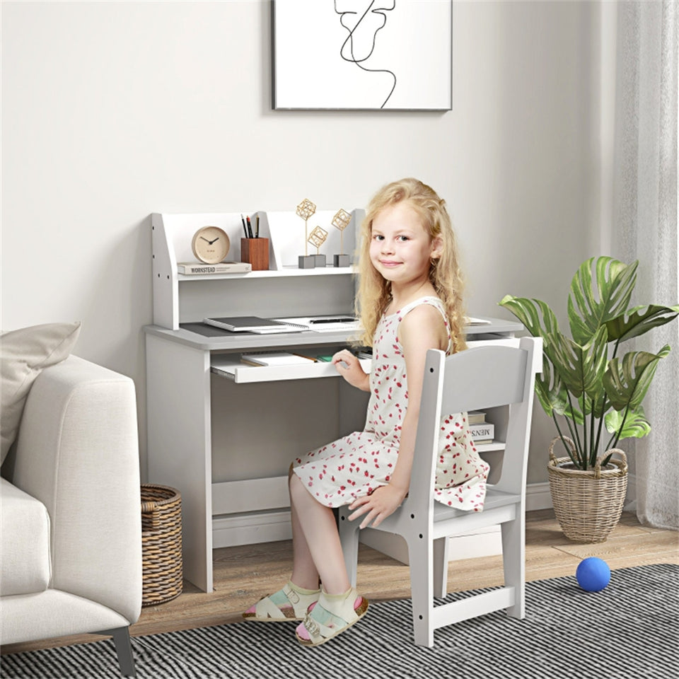 Children's Activity Desk with Storage - Grey Kids Study Furniture for Playroom & Bedroom