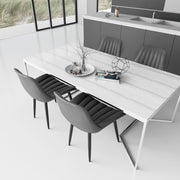 Pair of modern ergonomic dining chairs by Lavish Kitchen Isle with high backs and adjustable feet for kitchen or office seating.