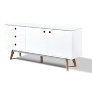 Belgium White Sideboard – 2 Door & 3 Drawer Contemporary Storage Cabinet - Lavish Kitchen Isle