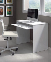 Small Arctic White Lavish Kitchen Isle desk with pull-out keyboard tray and reversible legs, ideal for home office or study space.