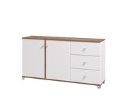 Modern white high gloss sideboard with 4 shelves and 2 doors
