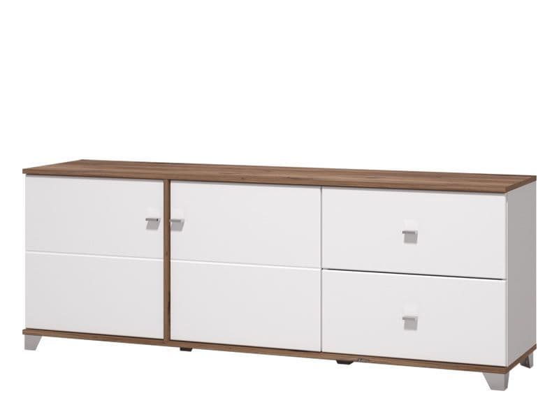 Opaline TV Stand Cabinet Unit Modern With White Gloss And Warm Oak Effect 162cm Wide Living Dining Room Furniture