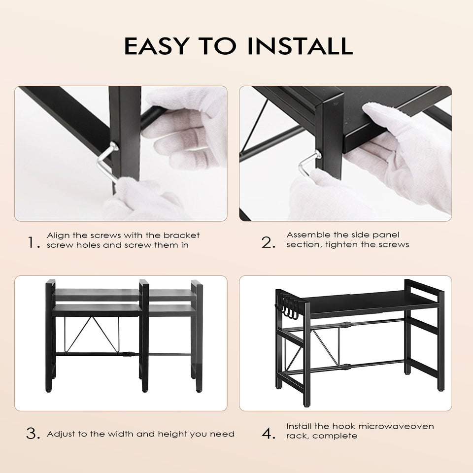 3 Tier Expandable Microwave oven Rack Stand Storage Holder Kitchen Corner Shelf