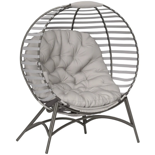 Egg Chair with Cushion & Side Pocket – Light Grey