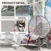 Egg Chair with Cushion & Side Pocket – Light Grey