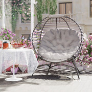 Egg Chair with Cushion & Side Pocket – Light Grey