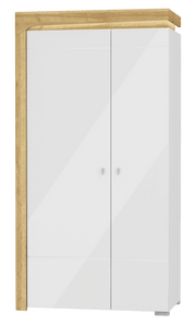 Oak Effect and White Gloss 2 Door Wardrobe with LED Lights