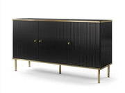 Elegant black and white large sideboard with gold detailing, featuring three doors, by Lavish Kitchen Isle.