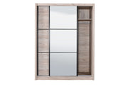 Oak effect sliding door wardrobe with full-length mirror, 166cm wide, for bedroom storage from Lavish Kitchen Isle.