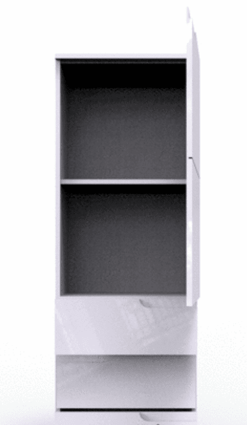 Arctic Elegance White Gloss Slim Tallboy Storage Unit 3 Drawer, 1 Door Cupboard with Internal Shelf